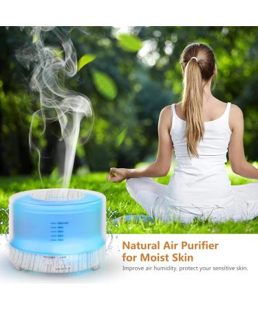 Hianjoo 500ml Aroma Diffuser & Bluetooth Humidifier - Timer & 7-Color LED for Yoga Spa Office & Bedroom - White Wood Grain - Buy Online on GoSupps.com