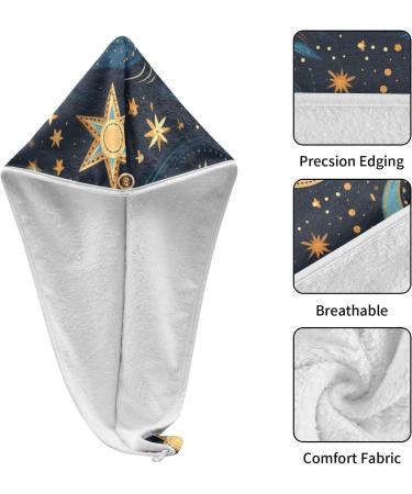 Tribe Moon Stars Sun Hair Towel 2 Pack - Super Absorbent Quick Dry Hair Turbans for Women & Girls - Buy Online on GoSupps.com