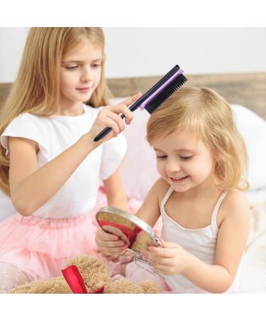 2-Piece Hair Brush Set for Curly Hair Styling - Nylon Bristle Styling Brush & Travel Hair Brush with Anti-static Pad - Purple - Buy Online on GoSupps.com