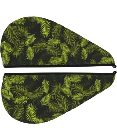 Hair Towel Wrap - Quick Drying Towel Turban with Button | Tropical Palm Leaves Design - Buy Online on GoSupps.com