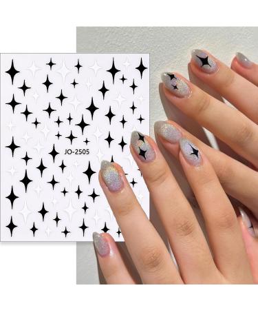 CHANGAR 6 Sheets Starlight Nail Stickers Black White Star Bow Heart Nail Decals Bowknot Nail Design Starlight Nail Supplies for Women Manicure Nail Decoration Accessories - Buy Online on GoSupps.com