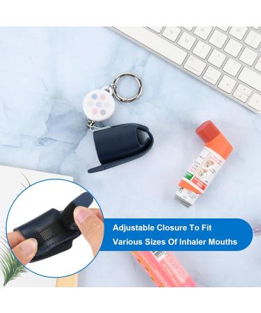 Beautyflier Asthma Inhaler Holder Keychain - Retractable PU Leather Clip for Kids & Adults | Travel Essential in Blue - Buy Online on GoSupps.com