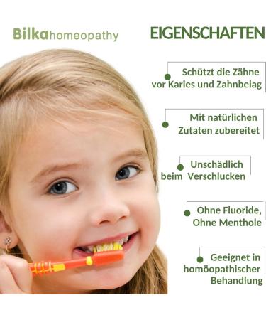 Bilka Homeopathy Children's Toothpaste 6+ Years - Fluoride-Free Menthol-Free Paraben-Free - Raspberry Flavor for Strong & Healthy Teeth - 50 ml - Buy Online on GoSupps.com