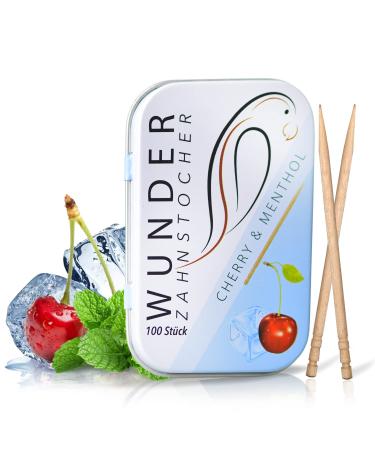 Wonder Toothpick - Flavoured toothpicks - Chewing Gum Plastic-Free - Stop Nail Biting - Fresh Breath with Flavoured toothpicks - Teeth Cleaning to go - Sugar-Free Vegan Cherry / Menthol Cherry Menthol