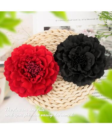 Bofunx 2-Piece Flower Hair Clips | Red & Black Brooch Hair Jewelry for Parties Weddings Halloween & Masquerades - Buy Online on GoSupps.com