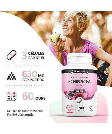 Echinacea Organic 210 mg - 200 Capsules - Ecocert Certified - Orgaliane - Buy Online on GoSupps.com