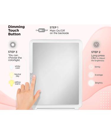 Portable LED Vanity Makeup Mirror | Rechargeable 3 Color Light Travel Mirror - Buy Online on GoSupps.com