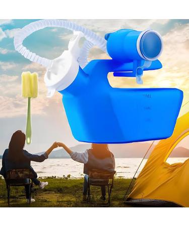 Blue ICEMOB Urinals for Men Male Urine Bottles Non Spill 2000ML Pee Bottle for Men with Cleaning Brush Clear Scale Portable Urinal for Home Camping Travel 1.6M Hose