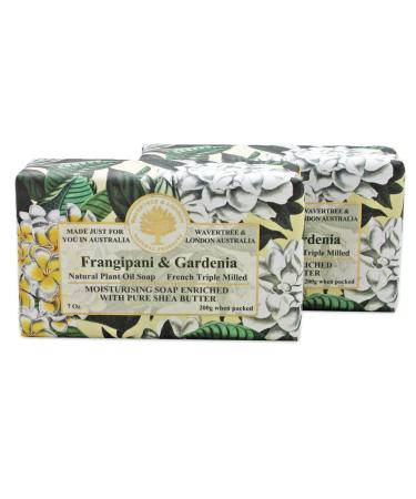 Wavertree & London Natural Plant Oil French Triple Milled Moisturizing Soap with Pure Shea Butter 7 oz each Frangipani & Gardenia (2-Pack) Frangipani Gardenia