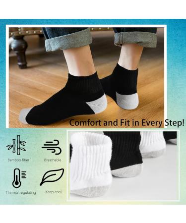 Athlemo Bamboo Diabetic Socks 6 Pairs - No-Binding Ankle White - Men & Women (Size 10-13) - Buy Online on GoSupps.com