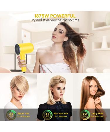 POKE Professional 1800W Hair Dryer with Diffuser - Compact Travel Blow Dryer | Portable Ionic Ceramic Tourmaline Technology | 2 Speed/3 Heat Settings | Comb Attachment | Foldable Design | Yellow - Buy Online on GoSupps.com