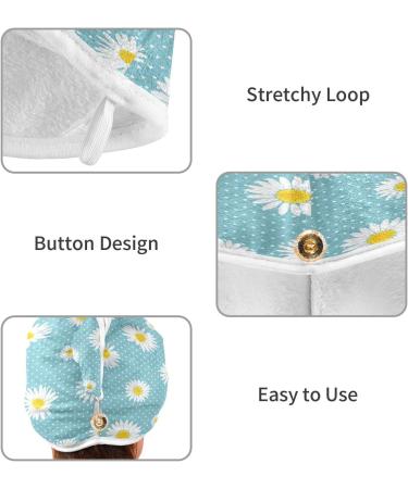 Buy Daisy Flower Dry Hair Cap - 2 Piece Quick Drying Towel Set with Button Headband | Super Absorbent & Comfortable | International Shipping - Buy Online on GoSupps.com