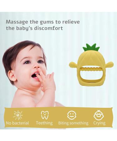 Rayshie Silicone Baby Teether Toy - BPA Free Chew Toy for Infants 3+ Months - Yellow Teething Glove for Soothing Sore Gums - Buy Online on GoSupps.com
