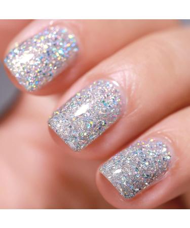 DMQ Glitter Nail Polish Silver Sequins Flash Shinny Nail Varnish - Quick Drying & Long Lasting Nail Polish Gel - No Need Baking Nail Gel for Women Girls DIY Nail Art at Home - Buy Online on GoSupps.com