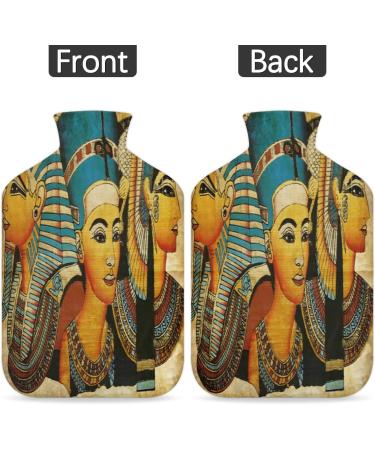 Egypt Painting Hot Water Bottle with Fluffy Cover - 2L Capacity for Kids & Adults - Vintage Art for Cozy Nights & Pain Relief - Buy Online on GoSupps.com