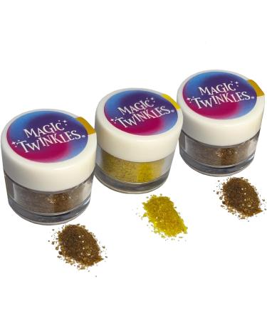 Magic Sparkles Twinkles Edible Glitter GOLDEN Collection. Perfect For Decorating Cakes Snacks And More! (Pack Of 3 : 5g Per Pot) - Buy Online on GoSupps.com