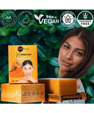 Turmeric Soap Bar for Body & Face - Organic Moroccan Soap | Natural & Gentle | All Skin Types | 200g - Buy Online on GoSupps.com