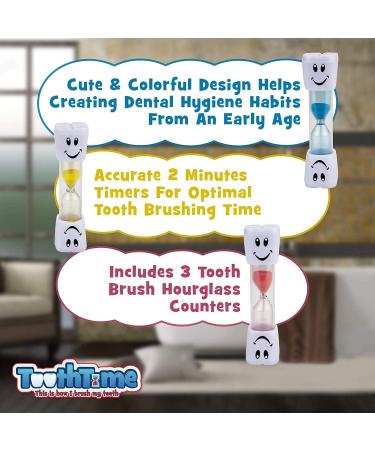 JUNDUN Children's Toothbrush Set with Smiley Sand Timer - 3 Color Hourglass for 2-Minute Teeth Brushing - Buy Online on GoSupps.com
