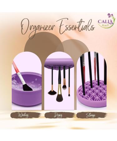 3 in 1 Silicone Makeup Brush Cleaner - Mat Drying Rack & Organizer for Beauty Cosmetic Brushes (Purple - Buy Online on GoSupps.com