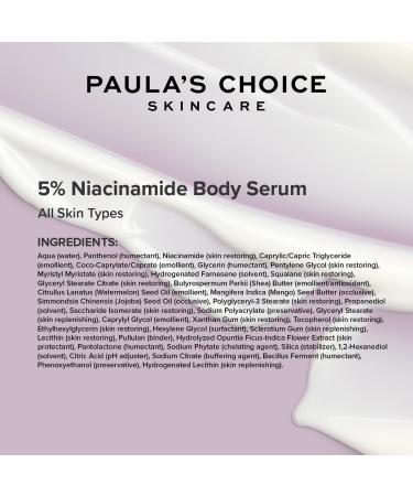 Paula's Choice 5% Niacinamide Body Serum - Moisturizing Cream Targets Texture Irregularities - Prevents Aging and Dark Spots - with Niacinamide - All Skin Types - 118 ml - Buy Online on GoSupps.com