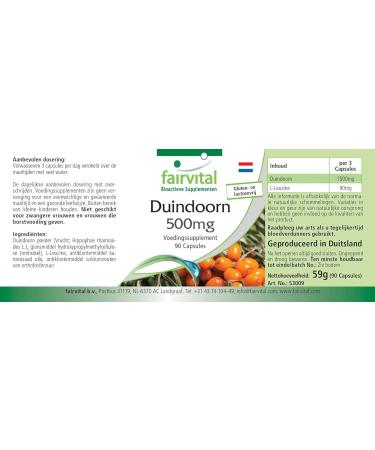 Fairvital | Sea Buckthorn Extract 500mg - High dosed - VEGAN - Hippophae rhamnoides - 90 capsules - Buy Online on GoSupps.com