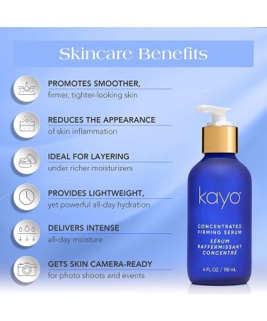 Kayo Concentrated Firming Serum 4 oz. | Hydrating and Firming Formula with Hyaluronic Acid, Caffeine, and Omega Oils | Tighten and Moisturize Skin for All-day Hydration - Buy Online on GoSupps.com