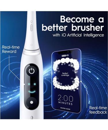 Oral-B iO8 Electric Toothbrush Christmas Gift Set with App Connected Handle for Adults - 6 Modes Teeth Whitening, Ultimate Clean Head, Magnetic Pouch - 2 Piece Set for Women/Him - White, 2 Pin UK Plug - Buy Online on GoSupps.com