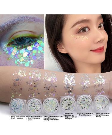 6 Colors Glitter Makeup for Face Body & Hair - Festival Sequin for Parties & Clubs - Buy Online on GoSupps.com