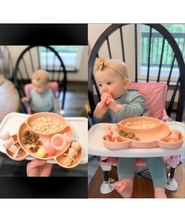 PandaEar Silicone Suction Plate Toddler Set | BPA-Free Divided Baby Food Plate with Spoon and Fork | Dishwasher & Microwave Safe | Bear Shape (Pink) - Buy Online on GoSupps.com