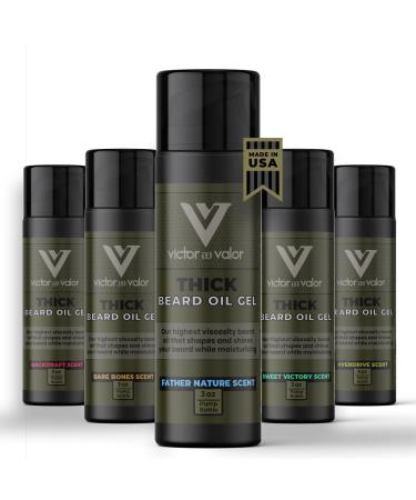 THICK Beard Oil Gel - High Viscosity Formula Helps Style and Control Your Beard - Noisturizing Oils Conditions (Father Nature Scent - 3oz)
