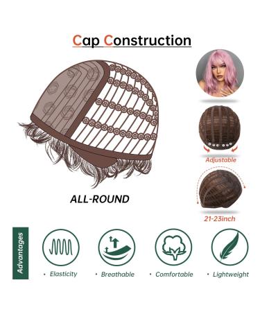 Testar 14-inch Pastel Pink Wavy Bob Wig for Women | Short Purple Rosa Synthetic Cosplay Wig | Naturally Looking Loose Waves - Buy Online on GoSupps.com