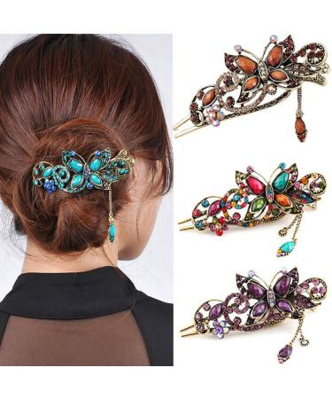 Vintage French Solustre Metal Duck Beak Hair Clips - Retro Slipproof Hairpins for Women & Girls | Bronze Hair Grip - Buy Online on GoSupps.com