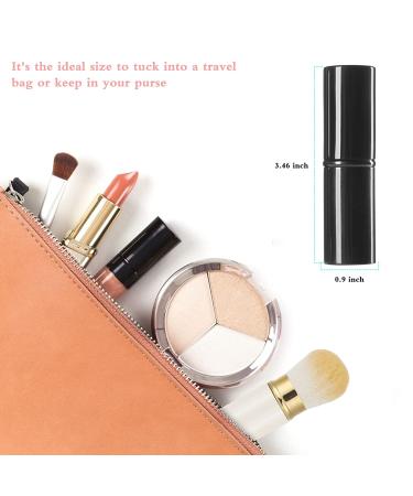 Falliny 2 Pack Retractable Kabuki Makeup Brush Set - Portable Face Blush & Powder Brushes with Cover for Flawless Cosmetics Application - Black & White - Buy Online on GoSupps.com