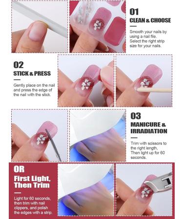 Cured Gel Nail Strips - Long-Lasting Waterproof Nail Wraps in Orange and Red - Includes Cuticle Stick, Nail File, and Wipes - UV/LED Lamp Required - Buy Online on GoSupps.com