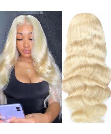 613 Blonde HD Lace Front Wigs Human Hair Wigs for Women Body Wave Pre Plucked Brazilian 180% Density Blonde Human Hair Wigs 30 Inch 30 Inch (Pack of 1) 613 Blonde Body Wave 13X5X1 Lace Front Wigs