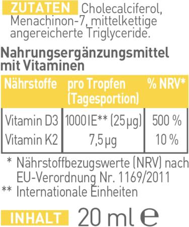 N1 Vitamin D3 K2 Drops 735 St. - Premium 99.7% All-Trans K2Vital | High Dose D3 & K2 Vitamins | 20ml Optimally Dosed - International Shipping Available - Buy Online on GoSupps.com