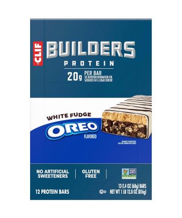 CLIF BUILDERS Protein Bars - White Fudge OREO-Flavored - 20g Plant Based Protein - Gluten Free - Non-GMO - Low Glycemic - No Artificial Sweeteners - 2.4 oz. (12 Pack) - Buy Online on GoSupps.com