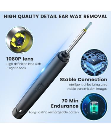 Smart Earwax Removal Kit with HD Camera & Light - Wireless Ear Cleaner for iPhone Android - Includes 8 Earmuffs - White - Buy Online on GoSupps.com