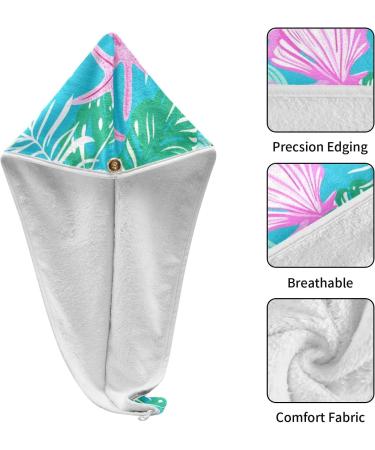 Pink Shell Green Leaf Hair Towel 2 Pack | Super Absorbent Quick Dry Hair Turbans for Women & Girls - Buy Online on GoSupps.com