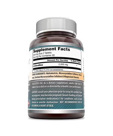 Amazing Formulas L Citrulline 2000mg - 120 Tablets - Non-GMO Gluten Free - Cardiovascular Health & Endurance Support - Buy Online on GoSupps.com