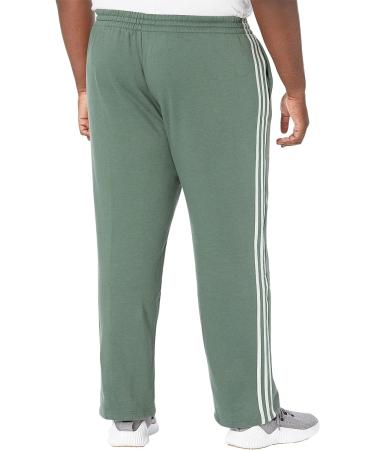 adidas Men's Essentials Fleece Open Hem 3-Stripes Pants in Medium Green Oxide/Linen Green - Buy Online on GoSupps.com