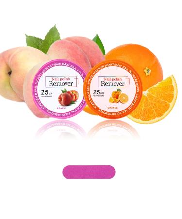 50PCS Nail Polish Remover Pads Gel Nail Wipes Nail Paint Remover Nail Varnish Remover Pads Lint Free Wipes for Nails Easy to Carry Instant Removal Nail Wipes (Peach Orange)