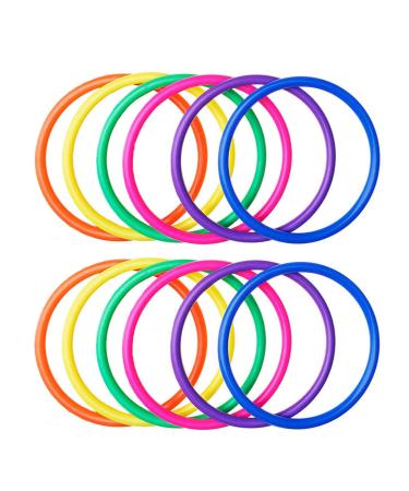 OBTANIM 12 Pcs Plastic Ring Toss Game for Kids and Outdoor Toss Rings for Speed and Agility Practice Games, Random Colors 7 Inch