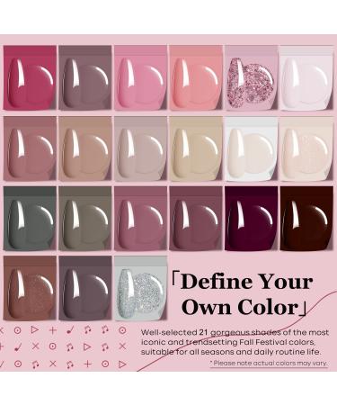 Modelones 21-Piece Gel Nail Polish Set for DIY Salon Manicures - Neutral Nude, Pink, Brown, Gray, Red, Glitter Shades - Soak Off, Upgraded Formula with Cr me Texture - Includes Brush | A1a-Fall In Love - Buy Online on GoSupps.com