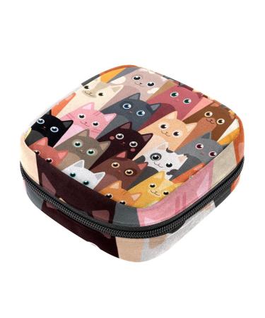 Cats cartoon animals pattern sanitary napkins storage bag menstruation pad bag pocket portable menstrual cup pocket with zipper for teenage girls women women women