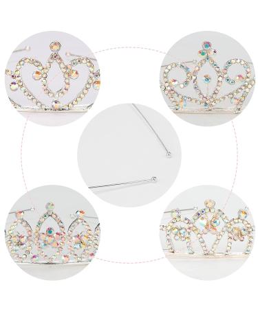4pcs AB Rhinestone Silver Princess Crowns Set for Girls - Small Tiara for Birthday, Halloween & Christmas - Buy Online on GoSupps.com
