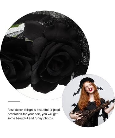 Artibetter Halloween Rose Flower Headband Halloween Black Veil with Rose Flower Crown Halloween Rose Flower Headband with Long Black Veil Makeup Veil Halloween Hair Accessories - Buy Online on GoSupps.com
