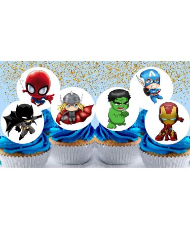 Pre-Cut Superheroes 1A Edible Stand up Wafer Paper Cupcake Toppers Cake Decorations Birthday Party Superhero Mix (12) - Buy Online on GoSupps.com