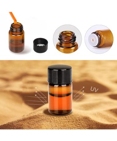 100 Mini Brown Glass Bottles 1ml with Brush Pearl Cutter & Stickers - Ideal for Essential Oils Spa & Massage - Perfect for DIY Projects - Buy Online on GoSupps.com