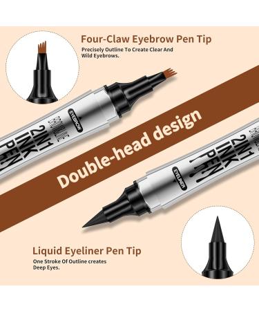 Buy Dark Brown 2-in-1 Eyebrow Pencil & Eyeliner - Long-lasting Waterproof Anti-Smudge Dual-Ended Tool for Perfect Eyebrows & Eyeliner | International Shipping Available - Buy Online on GoSupps.com